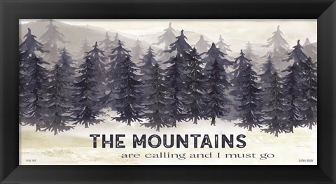 Framed Navy Trees The Mountains Print