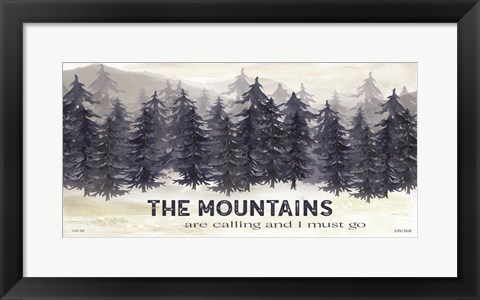 Framed Navy Trees The Mountains Print