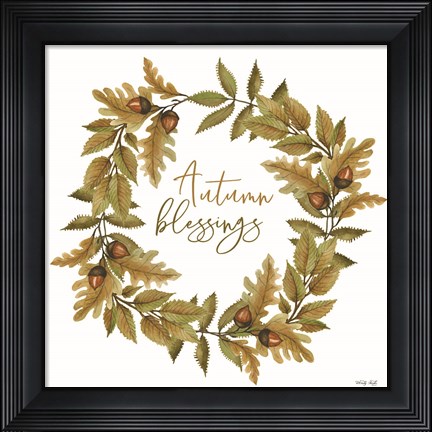 Framed Autumn Blessings Fall Wreath Print