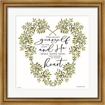 Framed Delight Yourself Heart Wreath Print