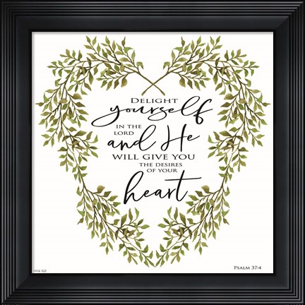 Framed Delight Yourself Heart Wreath Print