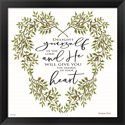Framed Delight Yourself Heart Wreath Print