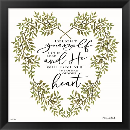 Framed Delight Yourself Heart Wreath Print