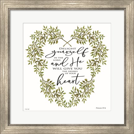 Framed Delight Yourself Heart Wreath Print