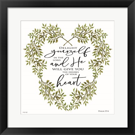 Framed Delight Yourself Heart Wreath Print