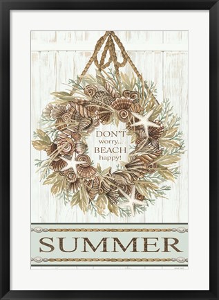Framed Summer Beach Wreath Print