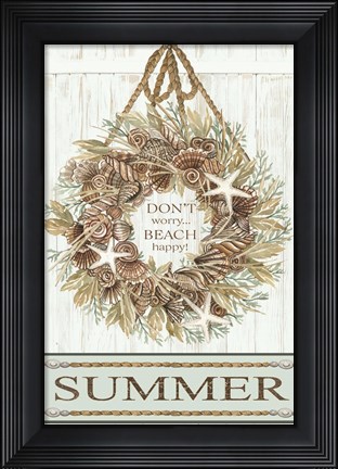 Framed Summer Beach Wreath Print