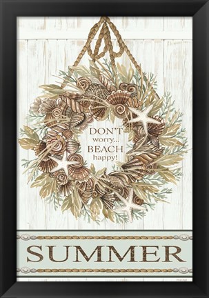 Framed Summer Beach Wreath Print