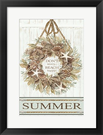 Framed Summer Beach Wreath Print