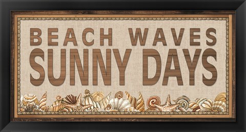 Framed Beach Waves Sunny Days Print
