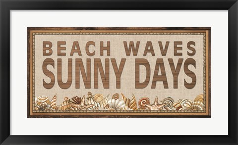 Framed Beach Waves Sunny Days Print