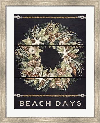 Framed Beach Days Shell Wreath Print