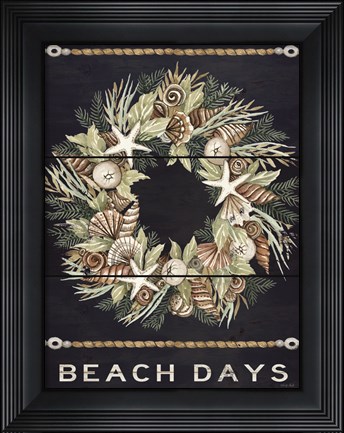 Framed Beach Days Shell Wreath Print