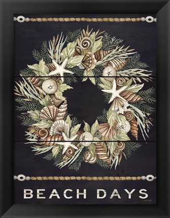 Framed Beach Days Shell Wreath Print