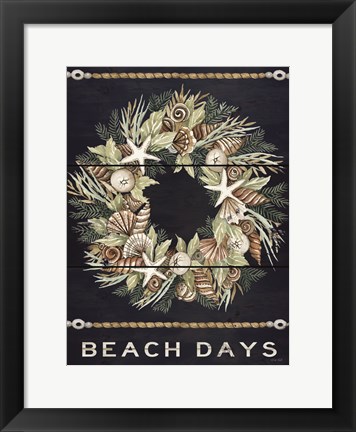 Framed Beach Days Shell Wreath Print