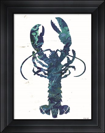 Framed Bright Lobster Blue Print