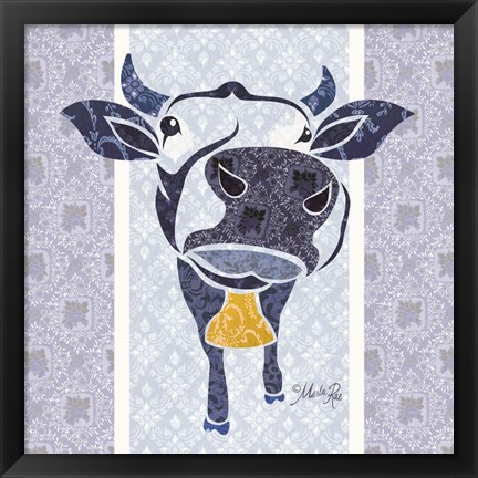 Framed Bluebell the Cow Print