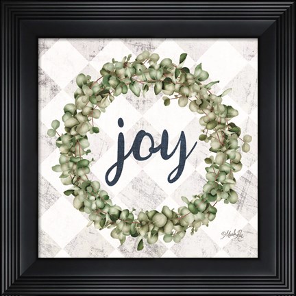 Framed Joy Eucalyptus Wreath Print
