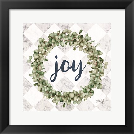 Framed Joy Eucalyptus Wreath Print