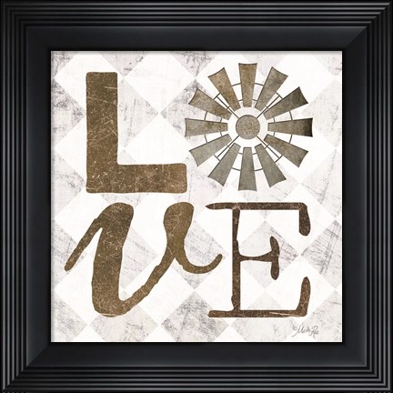 Framed Love with Windmill III Print