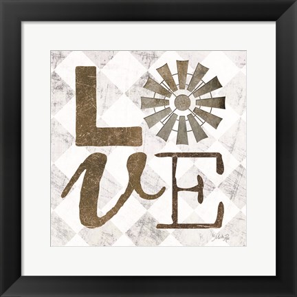 Framed Love with Windmill III Print