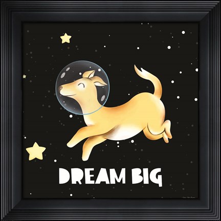 Framed Dream Big Astronaut Dog Print