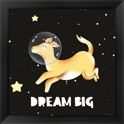 Framed Dream Big Astronaut Dog Print