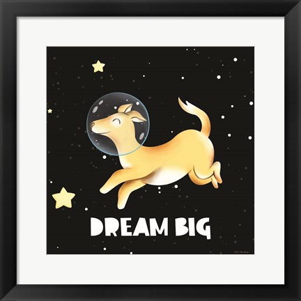 Framed Dream Big Astronaut Dog Print