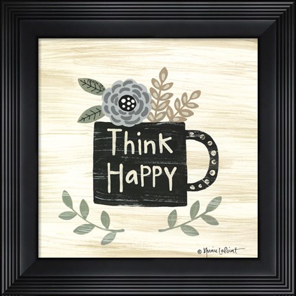 Framed Think Happy Print