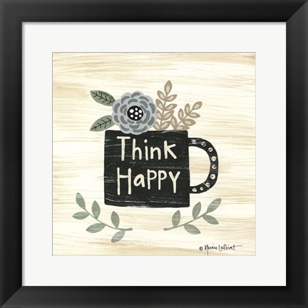 Framed Think Happy Print