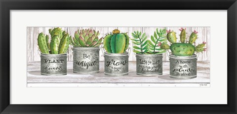 Framed Galvanized Pot Succulents I Print