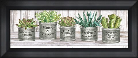 Framed Galvanized Pot Succulents II Print