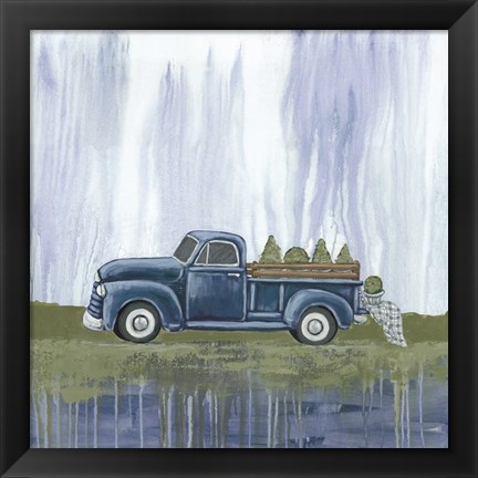 Framed Blue Garden Truck Print