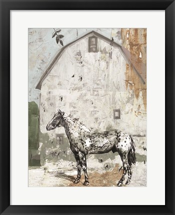 Framed Barn with Horse Print