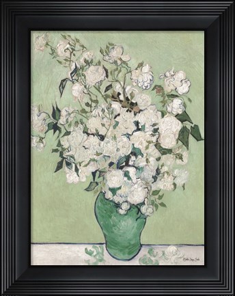 Framed Vase in Green Print