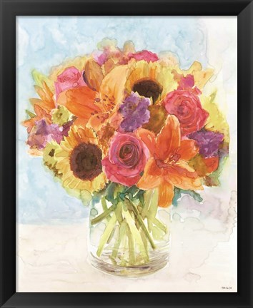 Framed Vase with Flowers I Print