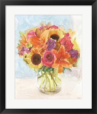 Framed Vase with Flowers I Print