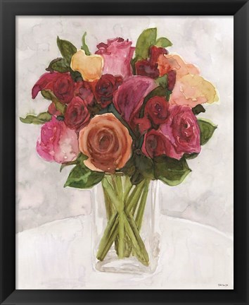 Framed Vase with Flowers II Print