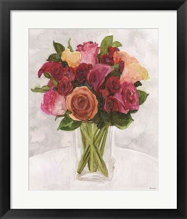 Framed Vase with Flowers II Print