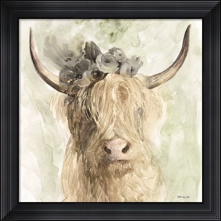 Framed Cow and Crown I Print