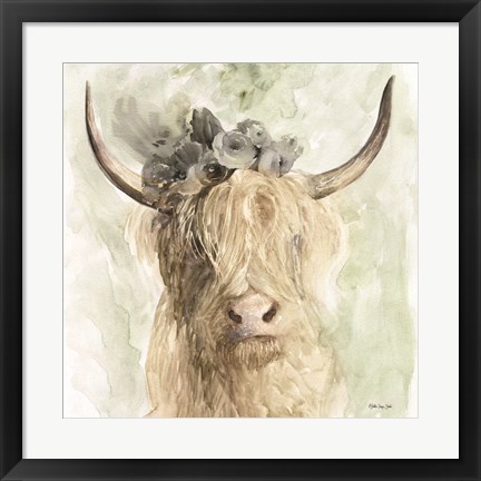 Framed Cow and Crown I Print