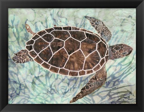 Framed Sea Turtle Collage 1 Print