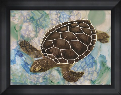 Framed Sea Turtle Collage 2 Print