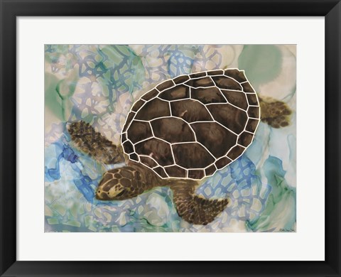 Framed Sea Turtle Collage 2 Print