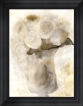 Framed Vintage Vase with White Flowers Print