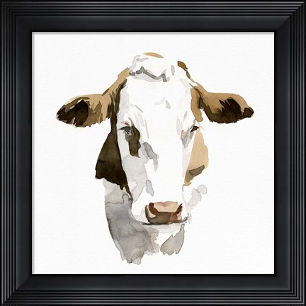 Framed Watercolor Bovine I Print