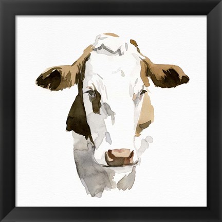 Framed Watercolor Bovine I Print