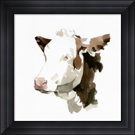 Framed Watercolor Bovine II Print