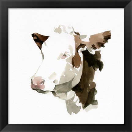 Framed Watercolor Bovine II Print