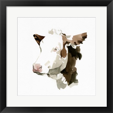 Framed Watercolor Bovine II Print